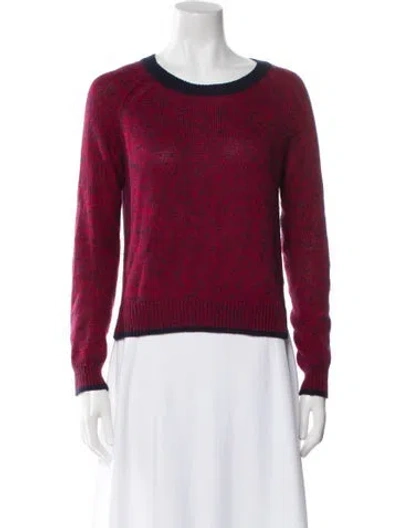 Pre-owned Theory Striped Scoop Neck Sweater In Red
