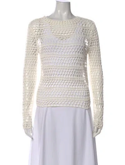 Pre-owned Theory Striped Scoop Neck Sweater W/ Tags In White