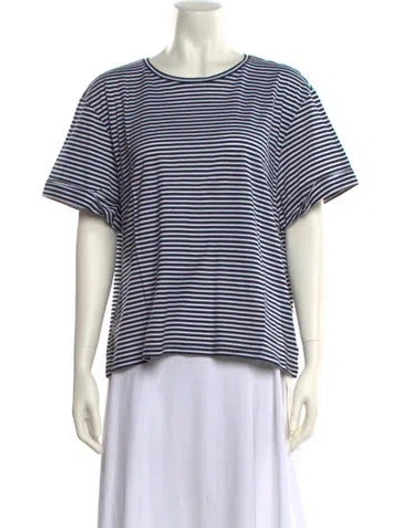 Pre-owned Theory Striped Scoop Neck T-shirt W/ Tags In Black
