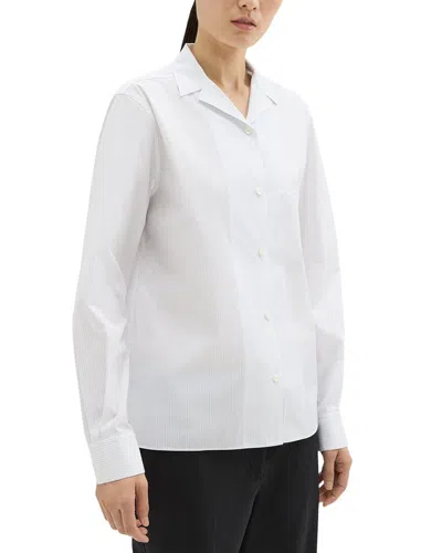 Theory Striped Cotton-blend Shirt In White