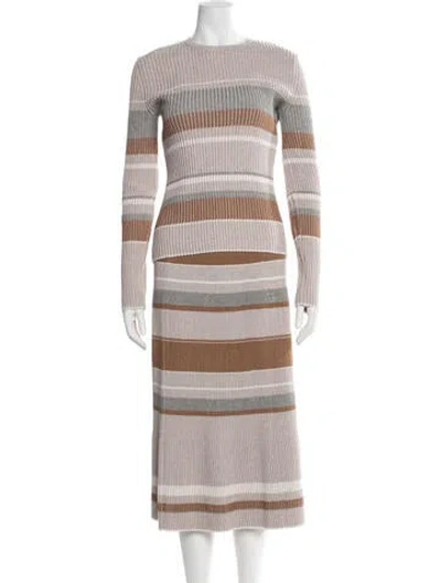Pre-owned Theory Striped Skirt Set In Neutral