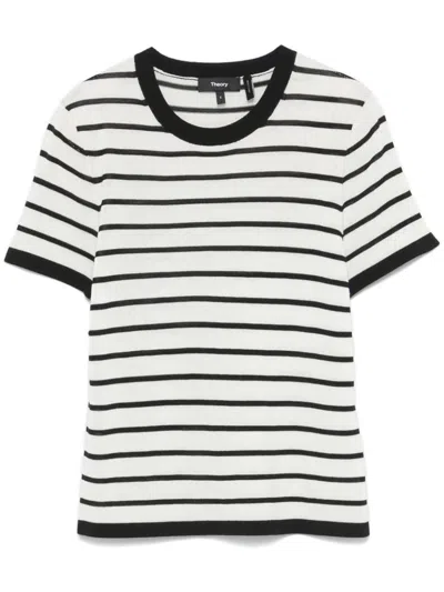 Theory Striped Sweater In White