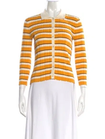 Pre-owned Theory Striped Sweater In Yellow