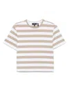 Theory Stripe Boxy Crewneck Tee In White
