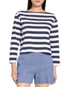 Theory Stripe Boat-neck Tee In Navy Multi
