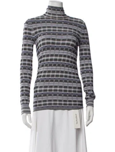 Pre-owned Theory Striped Turtleneck Sweater In Black