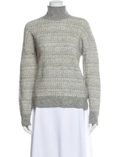 Pre-owned Theory Striped Turtleneck Sweater In Gray