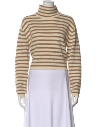 Pre-owned Theory Striped Turtleneck Sweater In Neutral