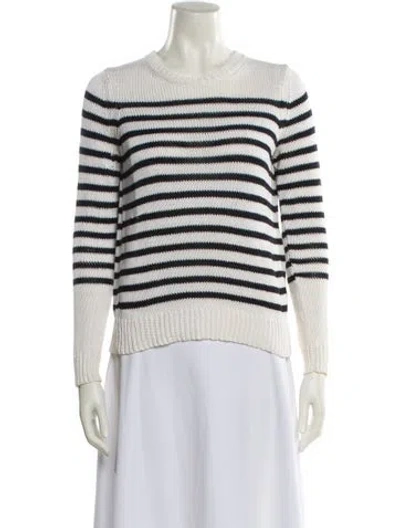 Pre-owned Theory Striped Turtleneck Sweater In White
