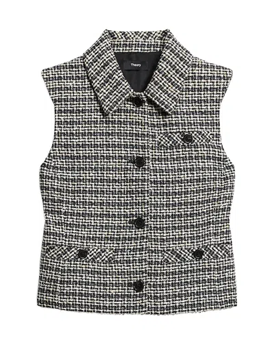 Theory Striped Tweed Vest In Gray