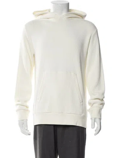 Pre-owned Theory Striped V-neck Hoodie In Neutral