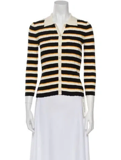 Pre-owned Theory Striped V-neck Sweater W/ Tags In Neutral