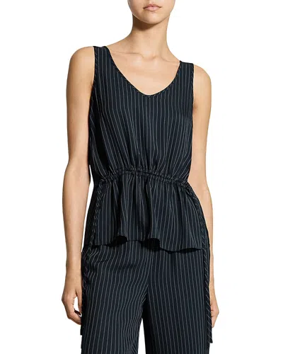 Theory Tie-waist Tank Top In Washed Stripe In Blue