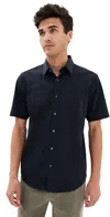 Theory Structure Knit Irving Short Sleeve Shirt Eclipse In Eclipse