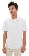 Theory Structure Knit Irving Short Sleeve Shirt White In White