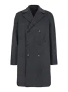 Theory Black Double-breasted Coat With Buttons In Wool Man In Black