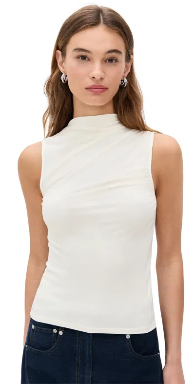 THEORY SUBTLE DRAPE TOP IVORY