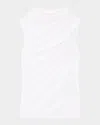 Theory Sleeveless Turtleneck Sweater In Ribbed Viscose In Ivory