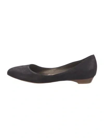 Pre-owned Theory Suede Ballet Flats In Blue