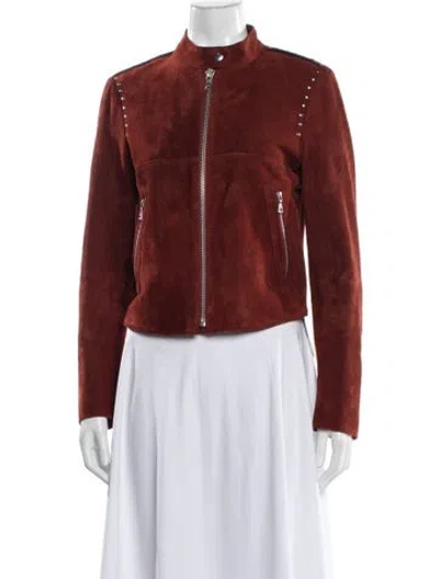 Pre-owned Theory Suede Biker Jacket In Brown