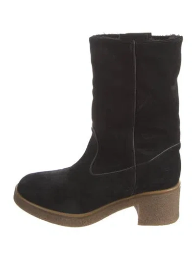 Pre-owned Theory Suede Boots In Black