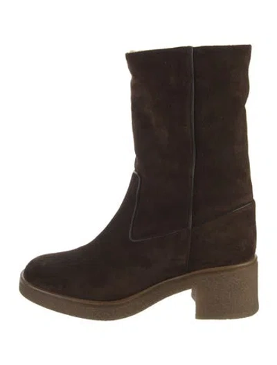 Pre-owned Theory Suede Boots In Brown