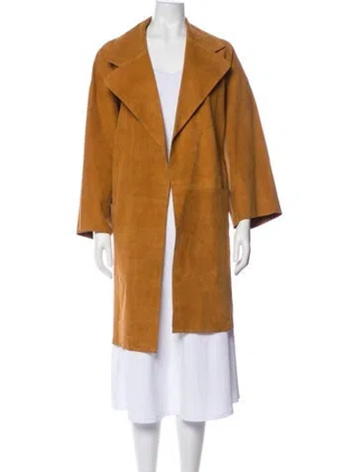 Pre-owned Theory Suede Faux Fur Coat In Brown
