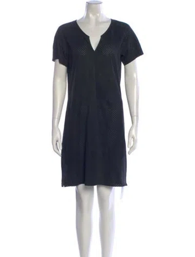 Pre-owned Theory Suede Knee-length Dress In Blue
