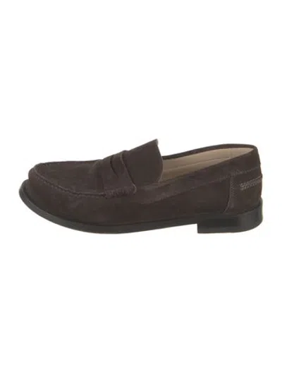 Pre-owned Theory Suede Loafers In Brown