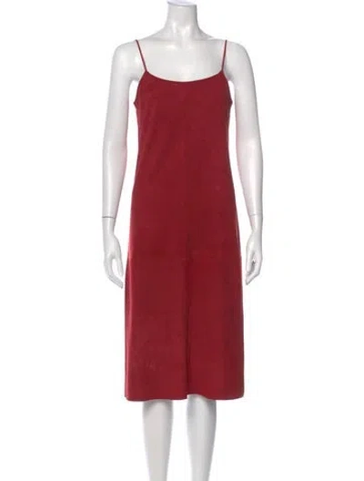 Pre-owned Theory Suede Midi Length Dress In Red