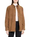Theory Classic Boxy Fit Suede Shirt Jacket In Brown