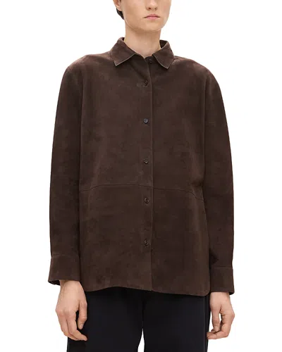 Theory Suede Shirt Jacket In Brown