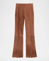 Theory Suede Slit Flare Pants In Brown