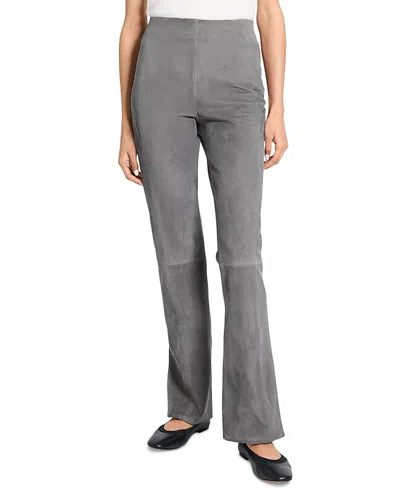 Theory Suede Slit Hem Pants In Gray
