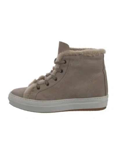 Pre-owned Theory Suede Sneakers In Gray