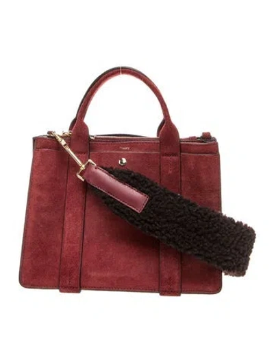 Pre-owned Theory Suede Top Handle Bag In Burgundy