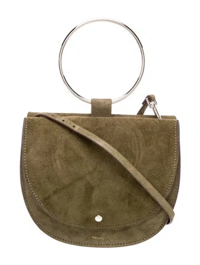 Pre-owned Theory Suede Top Handle Bag In Green