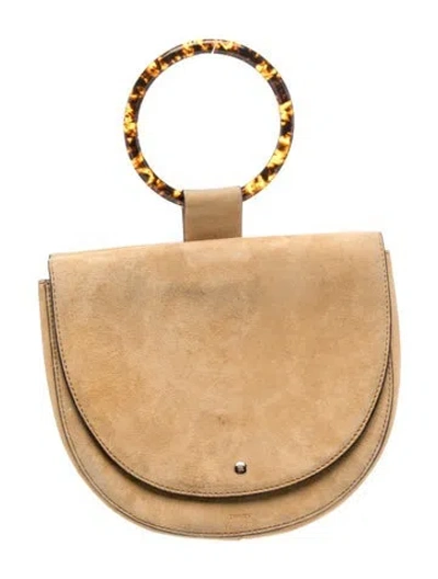 Pre-owned Theory Suede Top Handle Bag In Neutrals