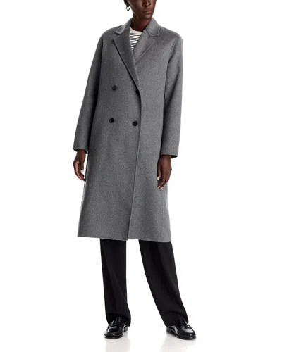 Theory Suffolk Double Breasted Coat In Cashmere In Gray