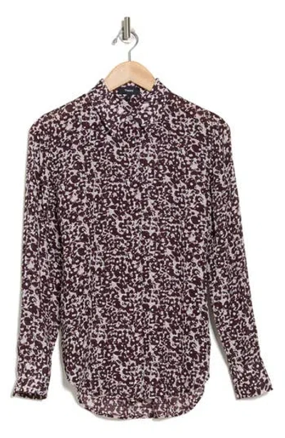 Theory Sunaya Floral Silk Button-up Shirt In Darkest Red Mulberry