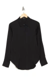 Theory Sunaya Modern Stretch Silk Button-up Shirt In Black