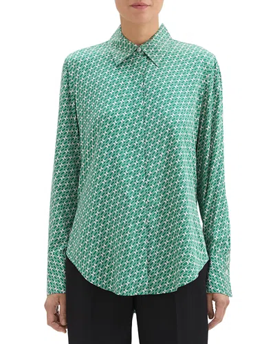 Theory Sunaya Printed Shirt In Lush/sand
