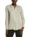 Theory Sunaya Silk Shirt In Gray