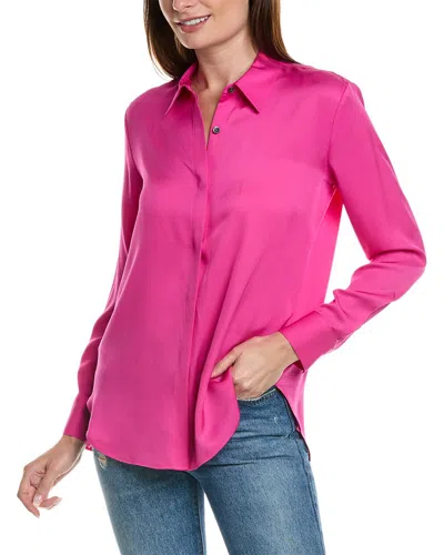 Theory Sunaya Silk Shirt In Pink