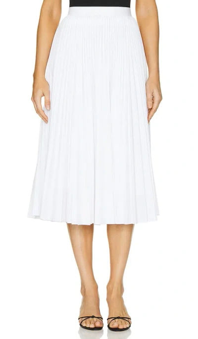 Theory Pleated Poplin Midi Skirt In White