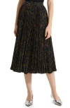 Theory Sunburst Pleated A-line Midi Skirt In Dark Brown Multi