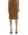 Theory Sweater Knit Pencil Skirt In Camel/black