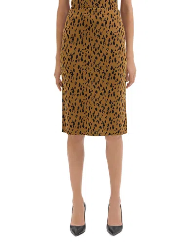 Theory Sweater Knit Pencil Skirt In Camel/black