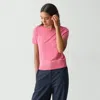 Theory Sweater Tee In Regal Wool In Bright Pink