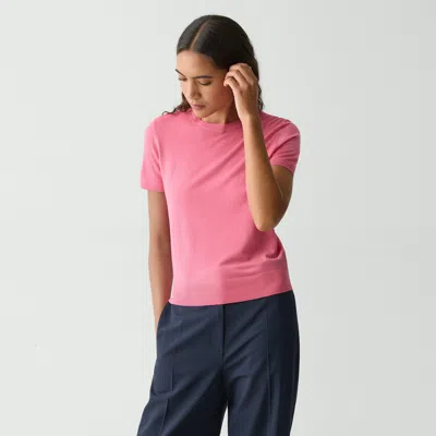 Theory Sweater Tee In Regal Wool In Bright Pink